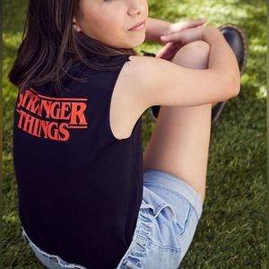 NWT Stranger Things City Of Hawkins Black Muscle Tank Top Youth size XL